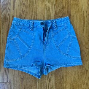 BDG Sky Blue Braided Jean Shorts